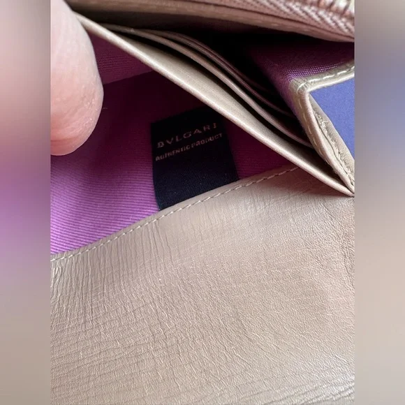 Low start Vintage BVLGARI Isabella Rossellini Beige Leather ZipAround LongWallet - Picture 9 of 15